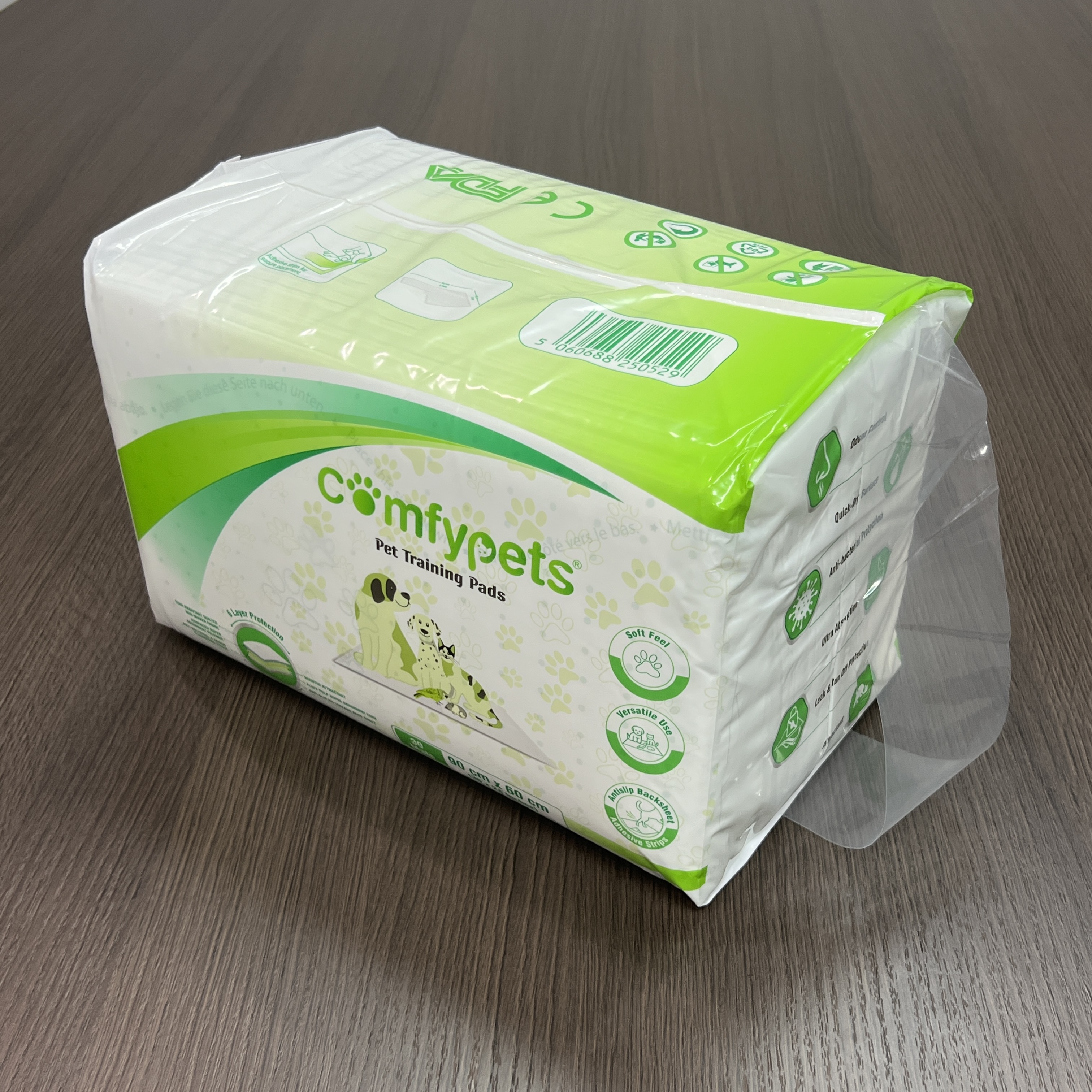 Sampel gratis desain ranjang desain anjing underpads premium penyerap bantalan anjing anak anjing dengan tab lengket perekat 2