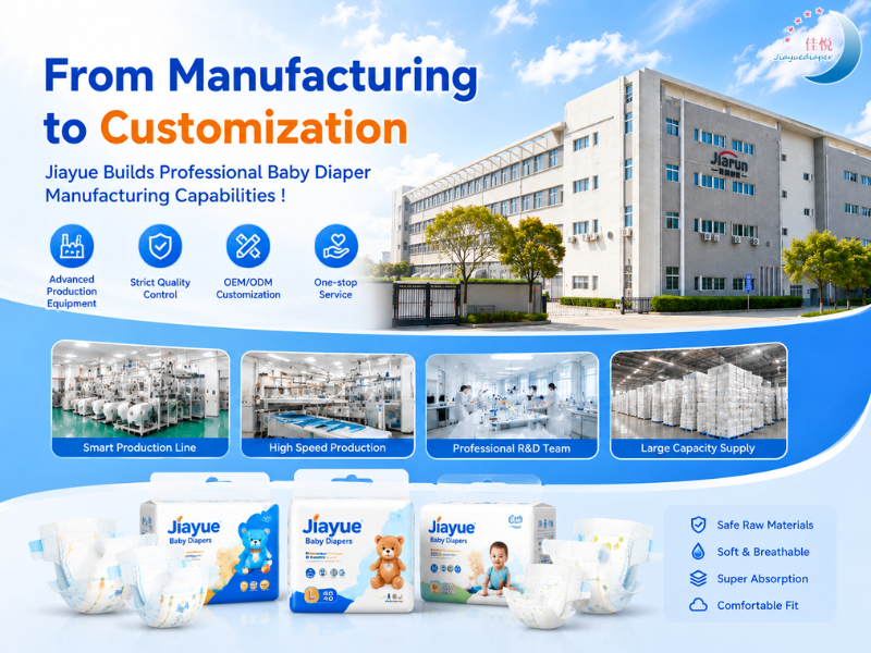 From Manufacturing to Customization: Jiayue Builds Professional Baby Diapers Manufacturing Capabilities！
