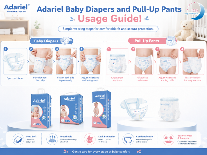 Adariel Baby Diapers and Pull-Up Pants Usage Guide！