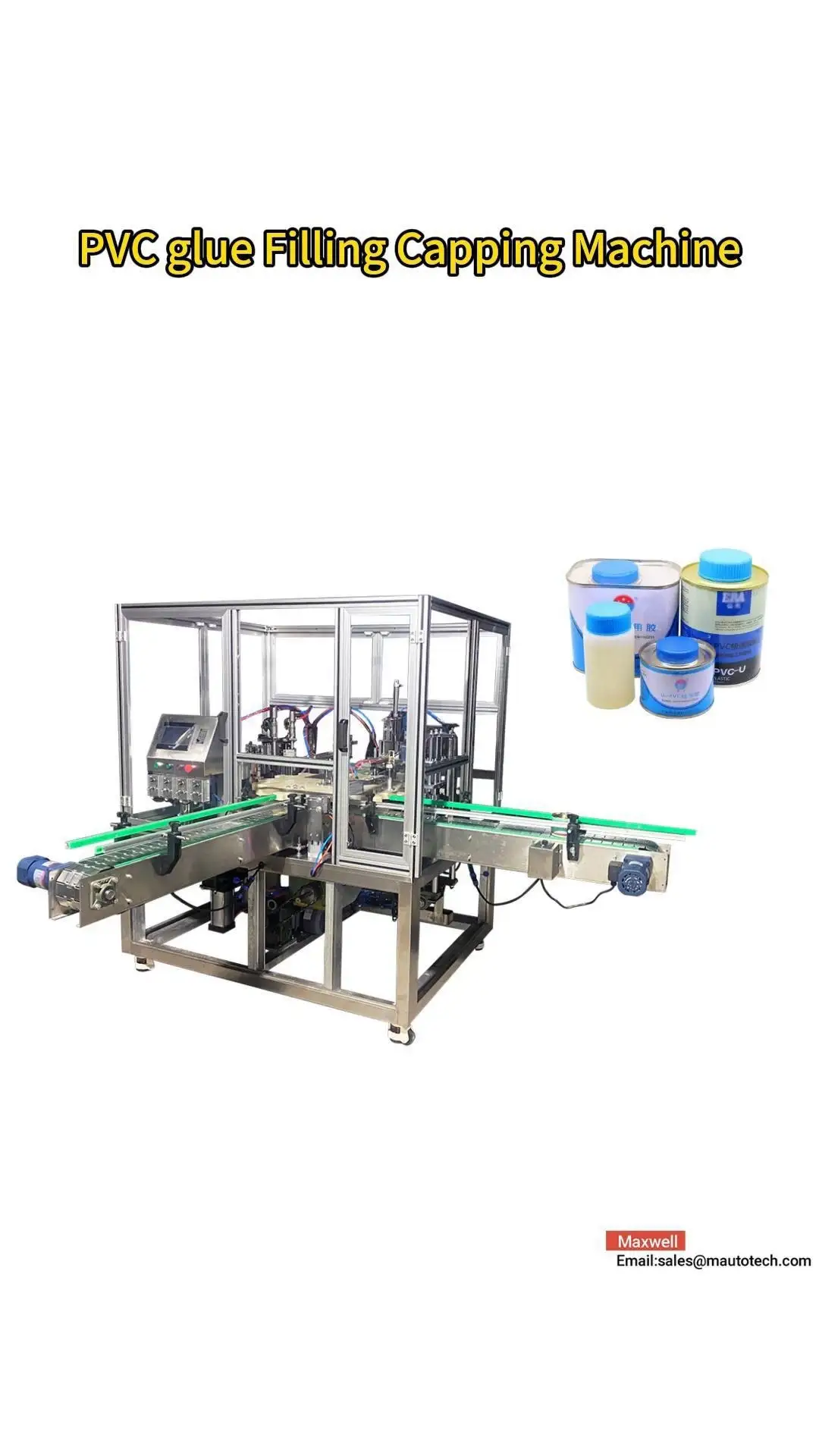 خودکار پیویسی گلو سالوینٹ سیمنٹ میٹل ٹن بھر سکتا ہے اور کیپنگ مشین 1