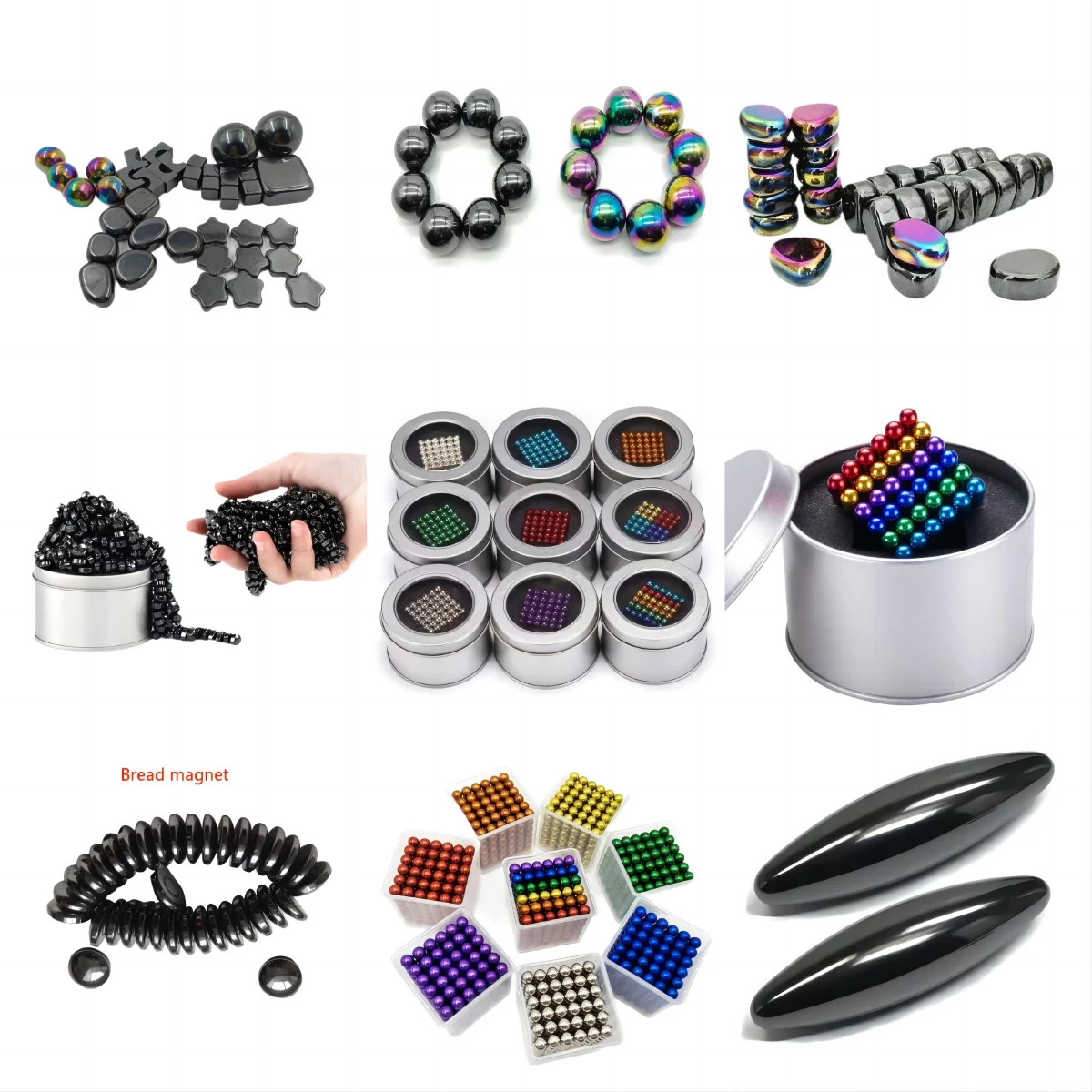 Imán magnético Magie de 55mm, imán de neodimio, bolas magnéticas de colores metálicos Inox 6