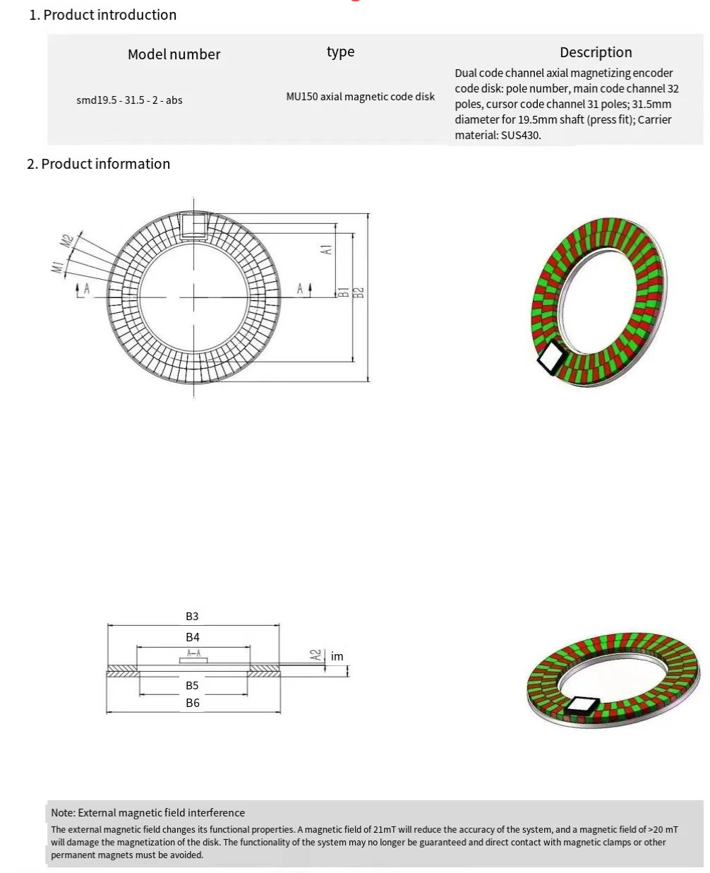 Neodym-Gummi-Encoder-Magnetring, individuell, 24/32/64/63/128/126/256 Multipol-Pole, Motor, Roboter, Sensor, Encoder-Magnetring 5