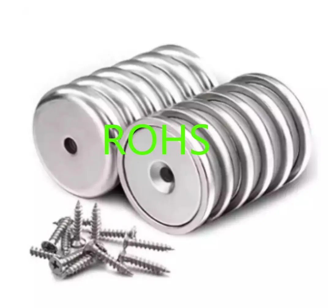 Countersink Magnetic Materials Strong Permanent Rare Earth Round Base Fishing Ndfeb Magnet With Screw Hole Neodymium Pot Magnet 5