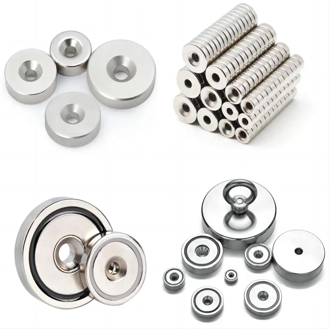 Permanent Rare Earth Countersink Magnetic Materials Strong Magnet Ndfeb Round Base Fishing Screw Hole Neodymium Pot Magnet 6