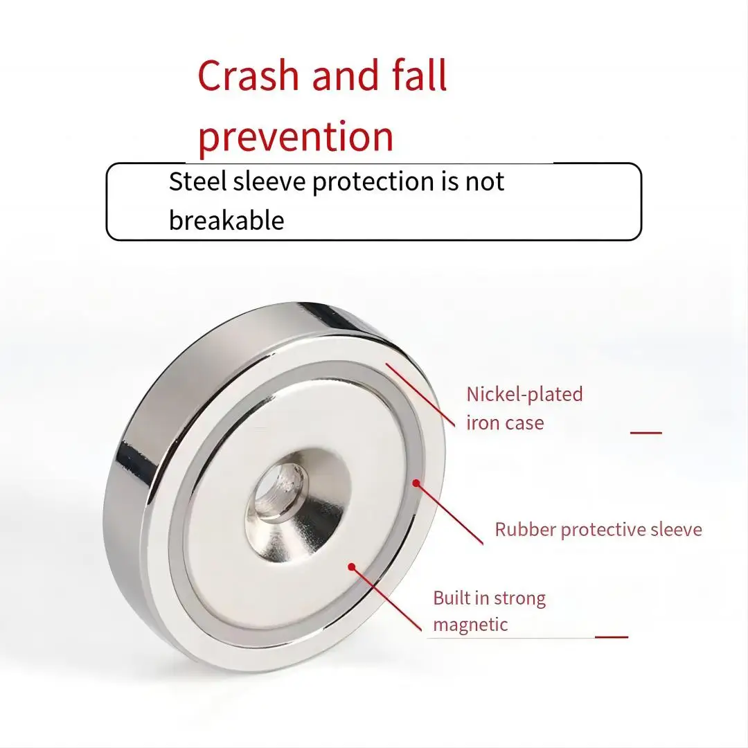 Permanent Rare Earth Countersink Magnetic Materials Strong Magnet Ndfeb Round Base Fishing Screw Hole Neodymium Pot Magnet 4
