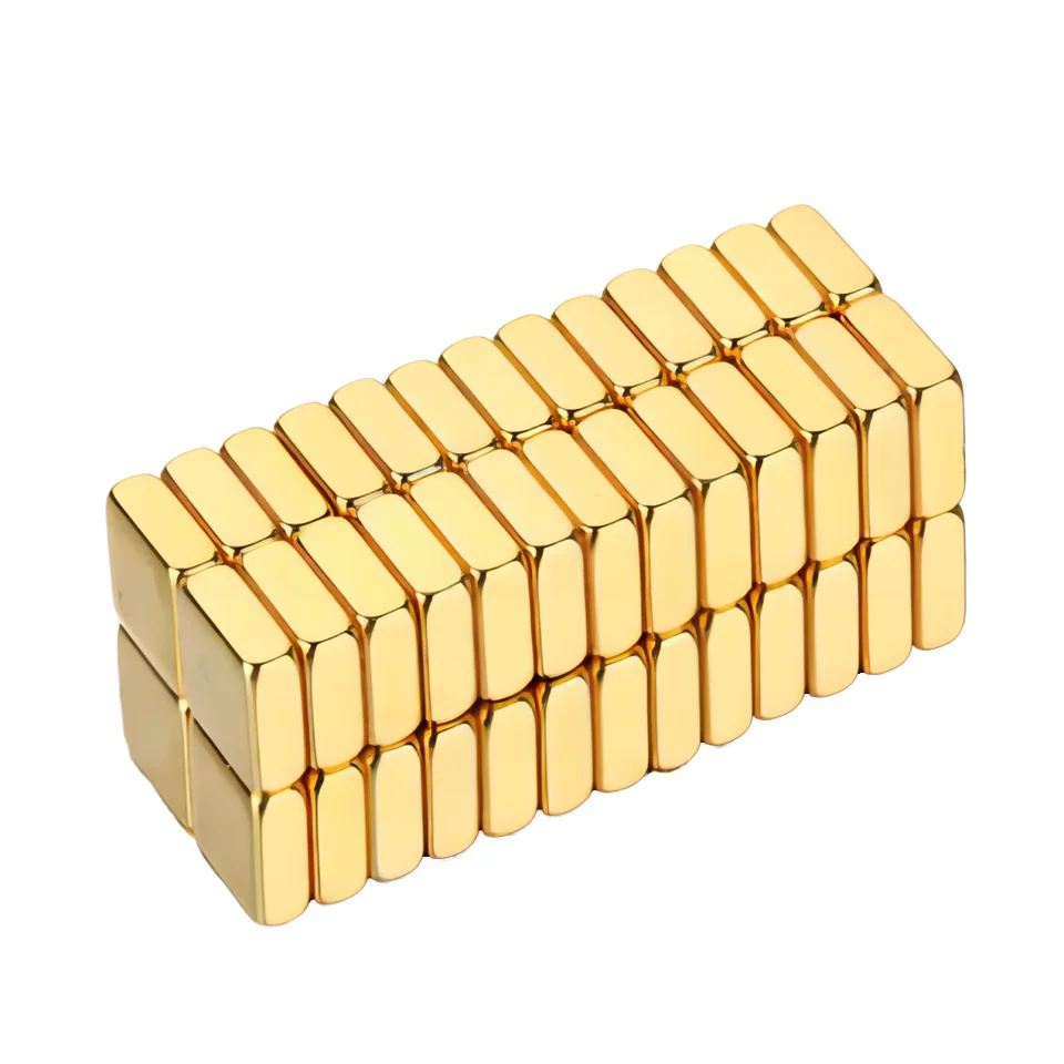 Custom Rare Earth Fridge Gold Magnets Cylinder Disc Block N52 4