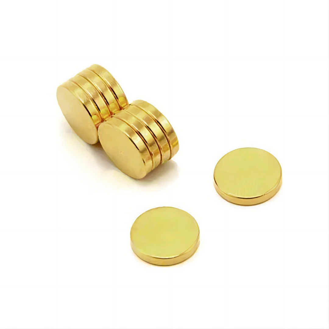 Custom Rare Earth Fridge Gold Magnets Cylinder Disc Block N52 5