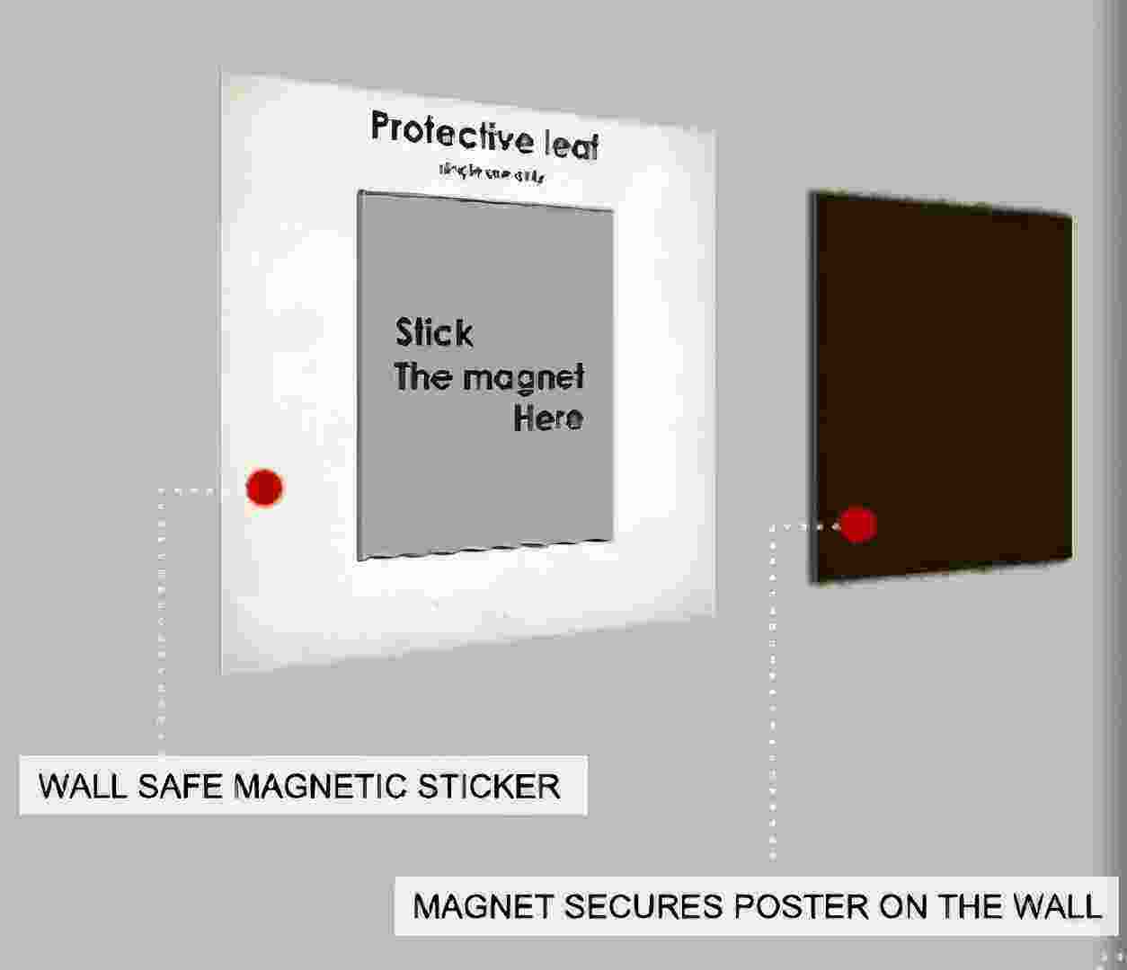 Kits de montaje en pared con imán de goma, juego para colgar magnético seguro para la pared, colgadores de carteles con imán de goma de tamaño personalizado, imanes artísticos seguros para pintura sin perforación, colgadores de marco con imán de goma adhesivo 3M, kit de imán adhesivo protector para pared