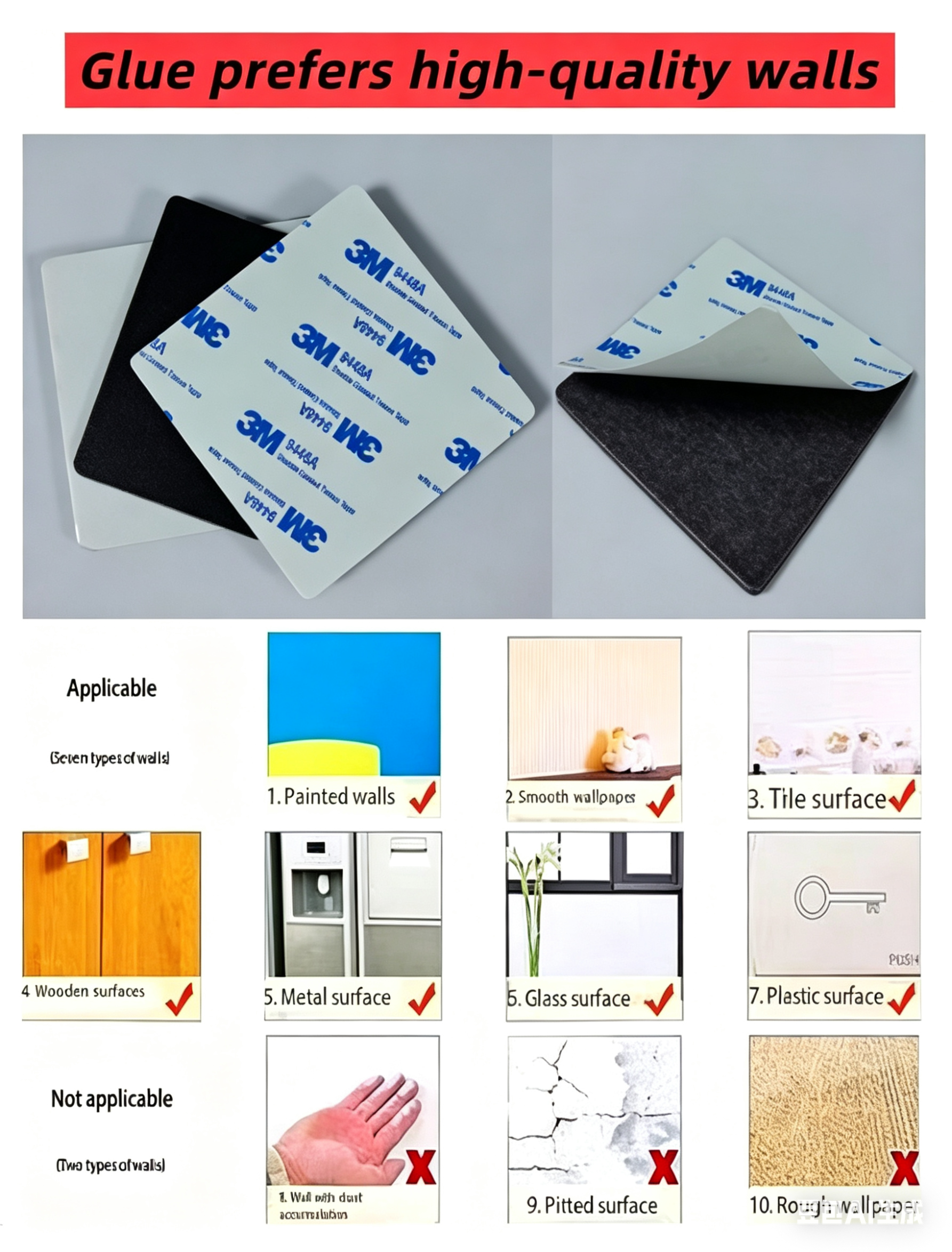 Protective Leaf Magnetic Wall Mounting Kit Rubber Adhesive Sticker Photo Frame Sublimation Magnet Sheet for Metal Poster Hanging 8