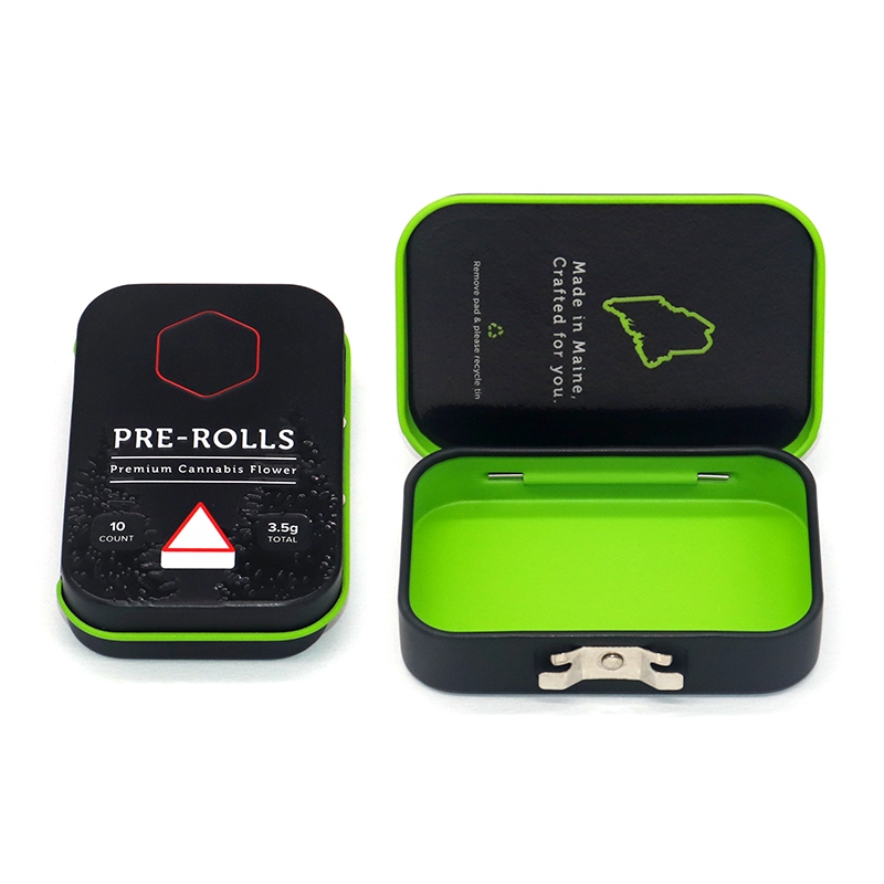 Child resistant hinged tin box 1