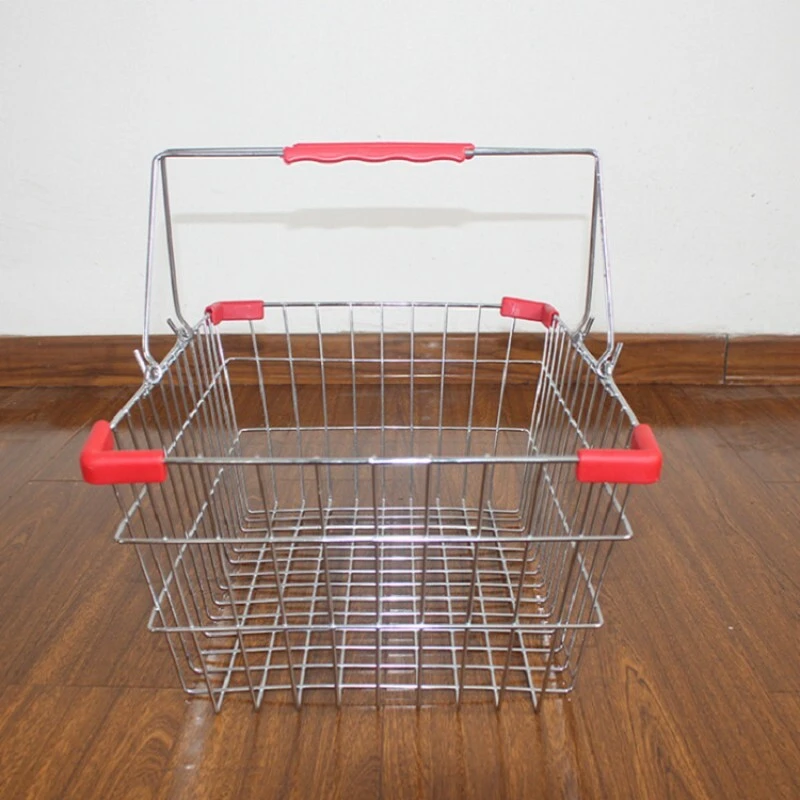 Cesta de ultramarinos con asas, cesta de compras plástica grande portátil para tiendas minoristas 1