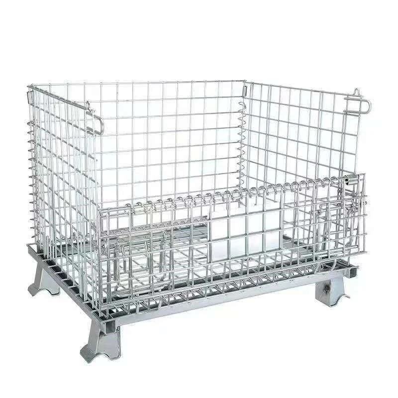 Conteneur de stockage de bac en métal de cage de fil de boîte de maille d'entrepôt 1