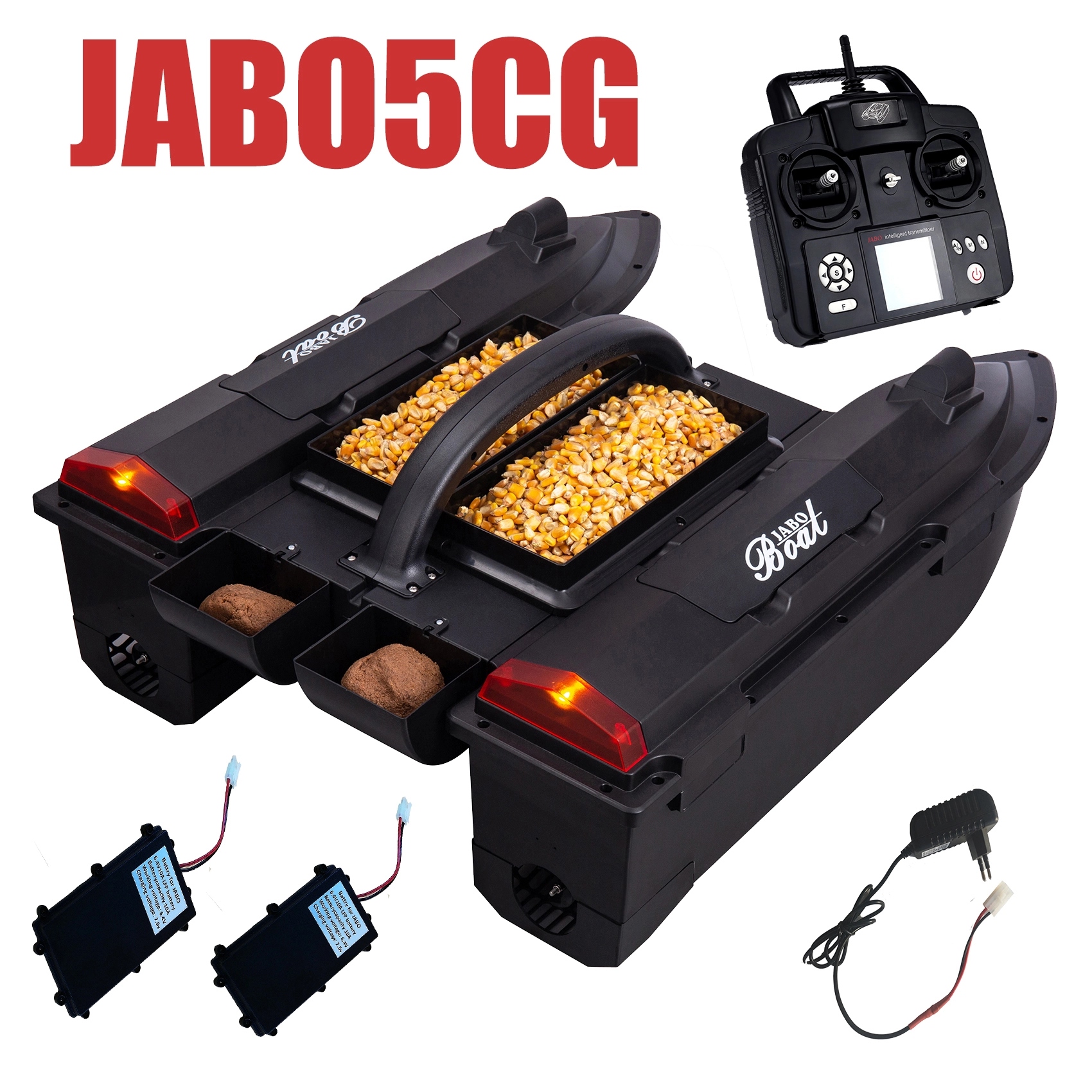 Jabo5cg Auto Navigation Fish Finder Bait Boat Double 4 Bait Silos Memorize 32 Bait Points German Warehouse Delivery 1