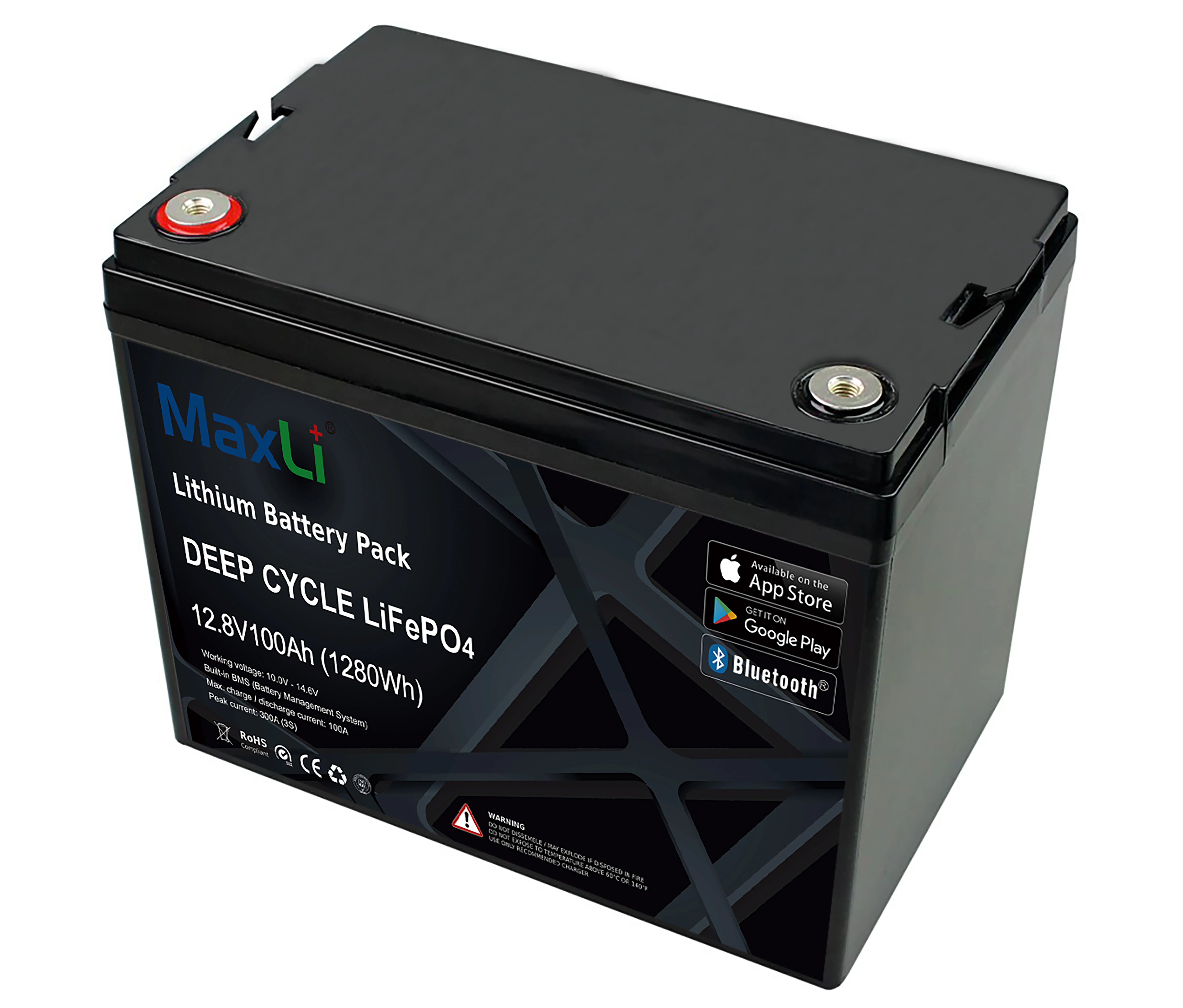Baterías recargables de litio LiFePO4 12V 100Ah MaxLi 12V Li-ion Battery Pack 1