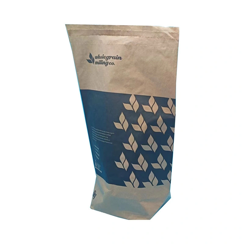 Bolsa de papel laminada: tapa escalonada con pegamento termofusible 1