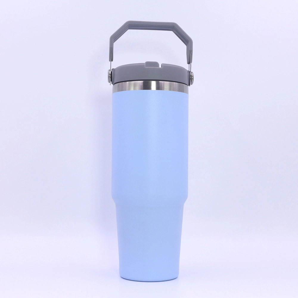 Termos do kawy KINGLINE o pojemności 600 ml/890 ml ze stali nierdzewnej, ze słomką i uchwytem 1