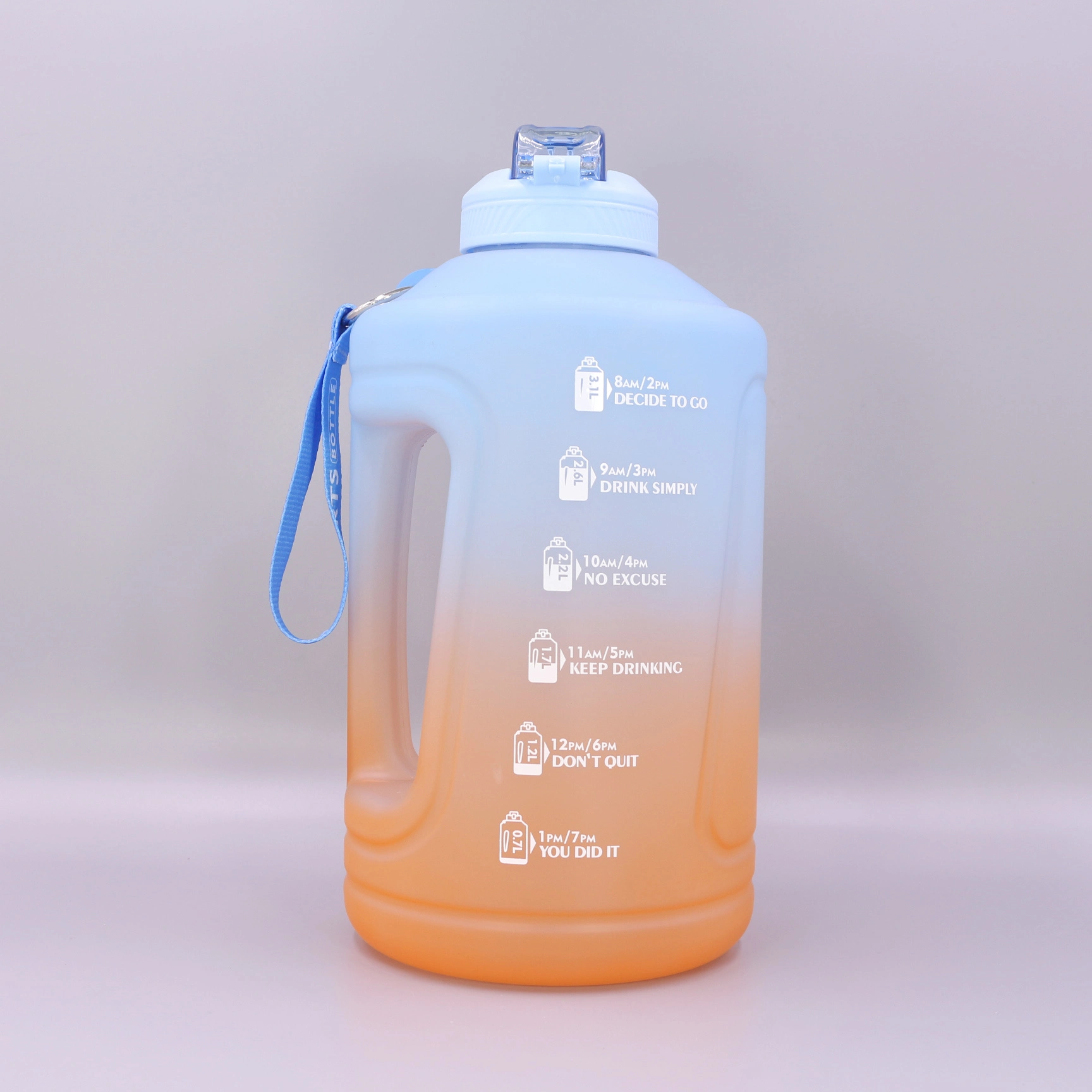 KingLine Grande bouteille d'eau de voyage sportif dégradé de couleurs avec poignée & paille pour l'extérieur 1
