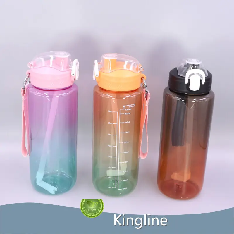 Kingline Plastic Water Bottle with Straw KL-7207 Plastic Water Bottle with Straw Supplier 1