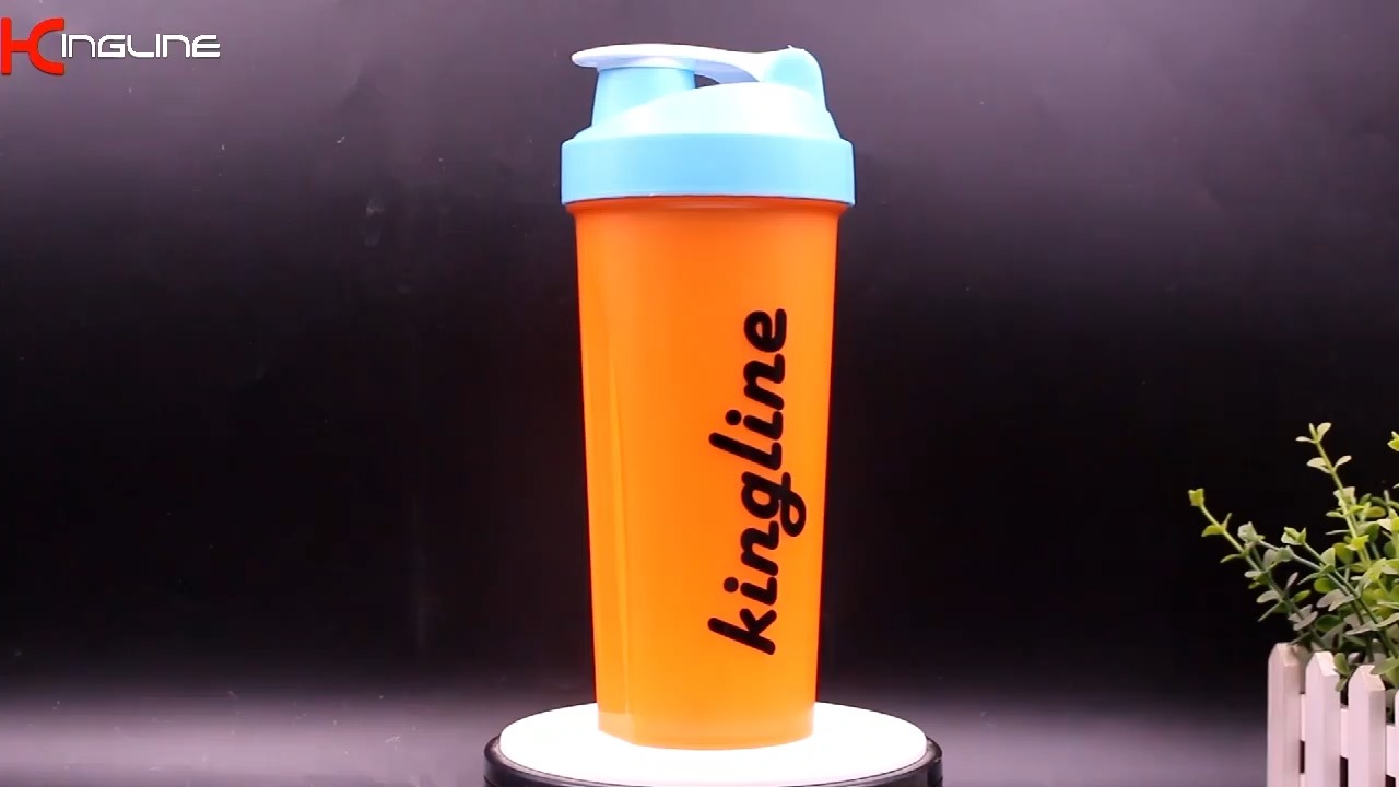 Garrafa Shaker KingLine de 600ml (850ml máx.) com Esfera Misturadora de Metal - Livre de BPA, Impressão Personalizada em Ambos os Lados para Academia e Fitness 1