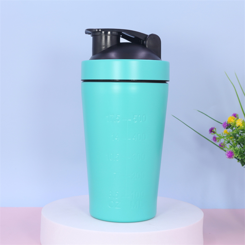 Shaker per proteine ​​in acciaio inox da 500 ml | Shaker da palestra in metallo SS304 a doppia parete con coperchio in PP per miscelare proteine ​​in polvere 15