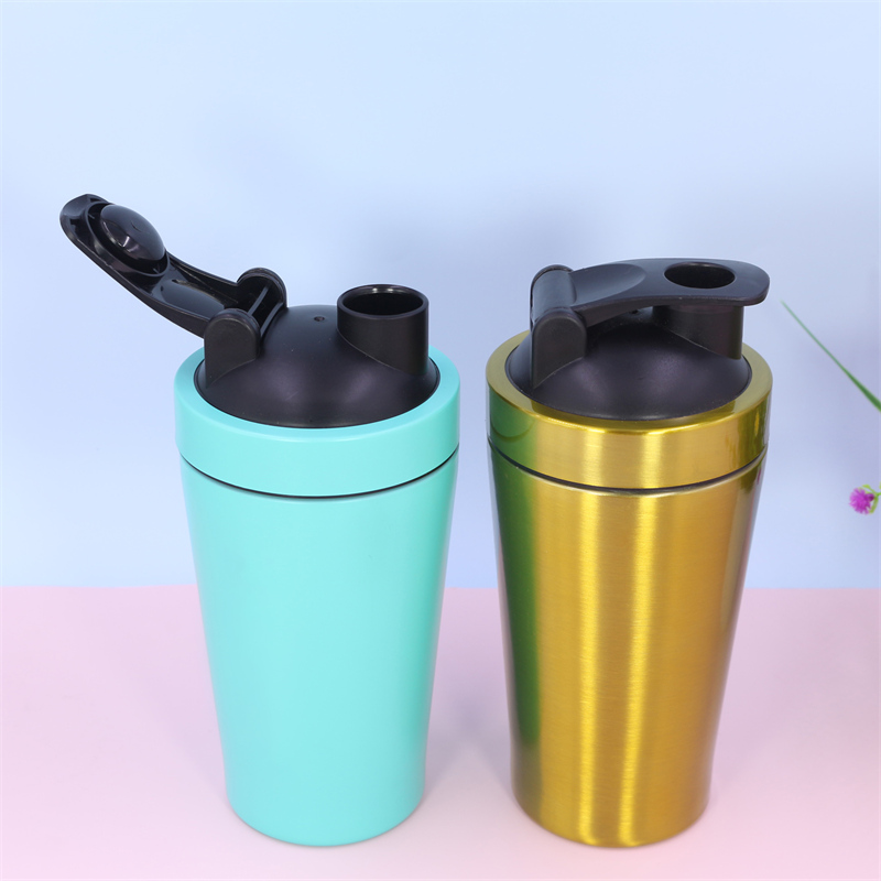 Shaker per proteine ​​in acciaio inox da 500 ml | Shaker da palestra in metallo SS304 a doppia parete con coperchio in PP per miscelare proteine ​​in polvere 3