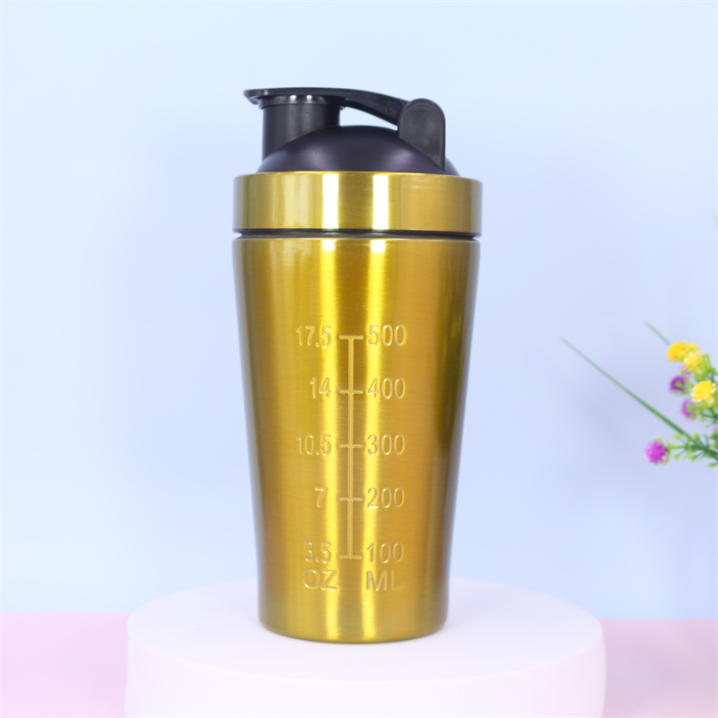 Shaker per proteine ​​in acciaio inox da 500 ml | Shaker da palestra in metallo SS304 a doppia parete con coperchio in PP per miscelare proteine ​​in polvere 9
