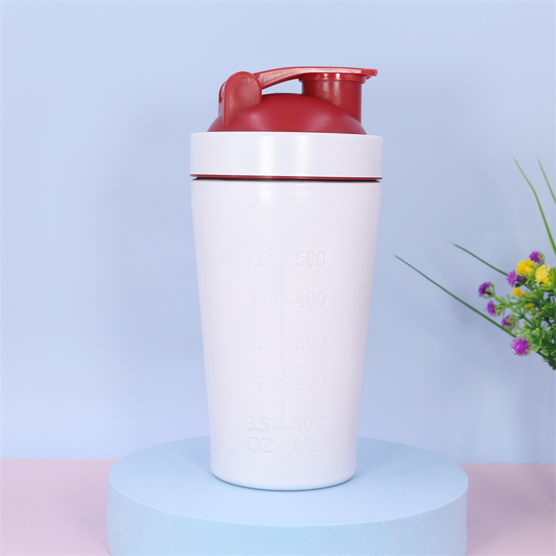 Shaker per proteine ​​in acciaio inox da 500 ml | Shaker da palestra in metallo SS304 a doppia parete con coperchio in PP per miscelare proteine ​​in polvere 18