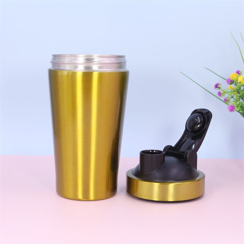 Shaker per proteine ​​in acciaio inox da 500 ml | Shaker da palestra in metallo SS304 a doppia parete con coperchio in PP per miscelare proteine ​​in polvere 7