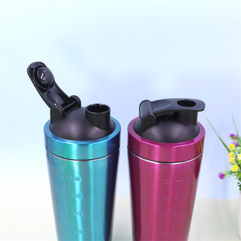 Shaker per proteine ​​da 750 ml in acciaio inox SS304 | Shaker in metallo con coperchio a scatto in PP per frullati proteici (vendita all'ingrosso) 8