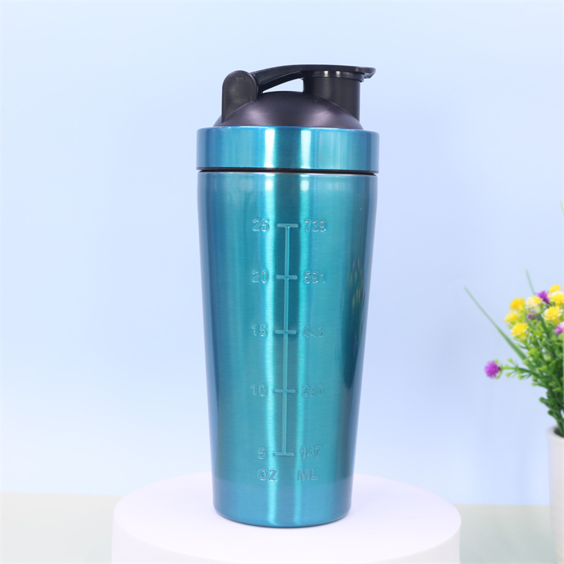 Shaker per proteine ​​da 750 ml in acciaio inox SS304 | Shaker in metallo con coperchio a scatto in PP per frullati proteici (vendita all'ingrosso) 10