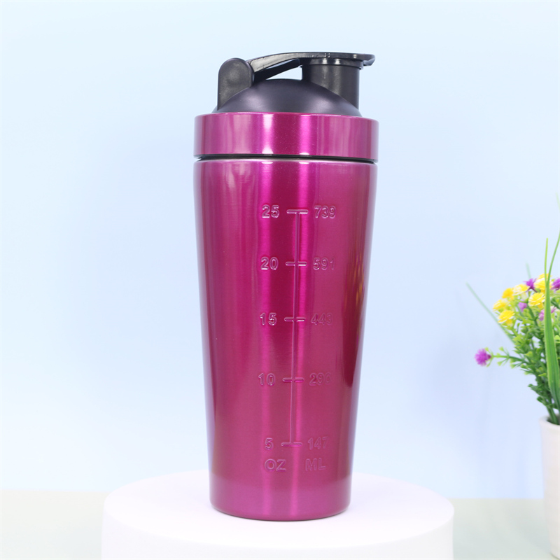 Shaker per proteine ​​da 750 ml in acciaio inox SS304 | Shaker in metallo con coperchio a scatto in PP per frullati proteici (vendita all'ingrosso) 18