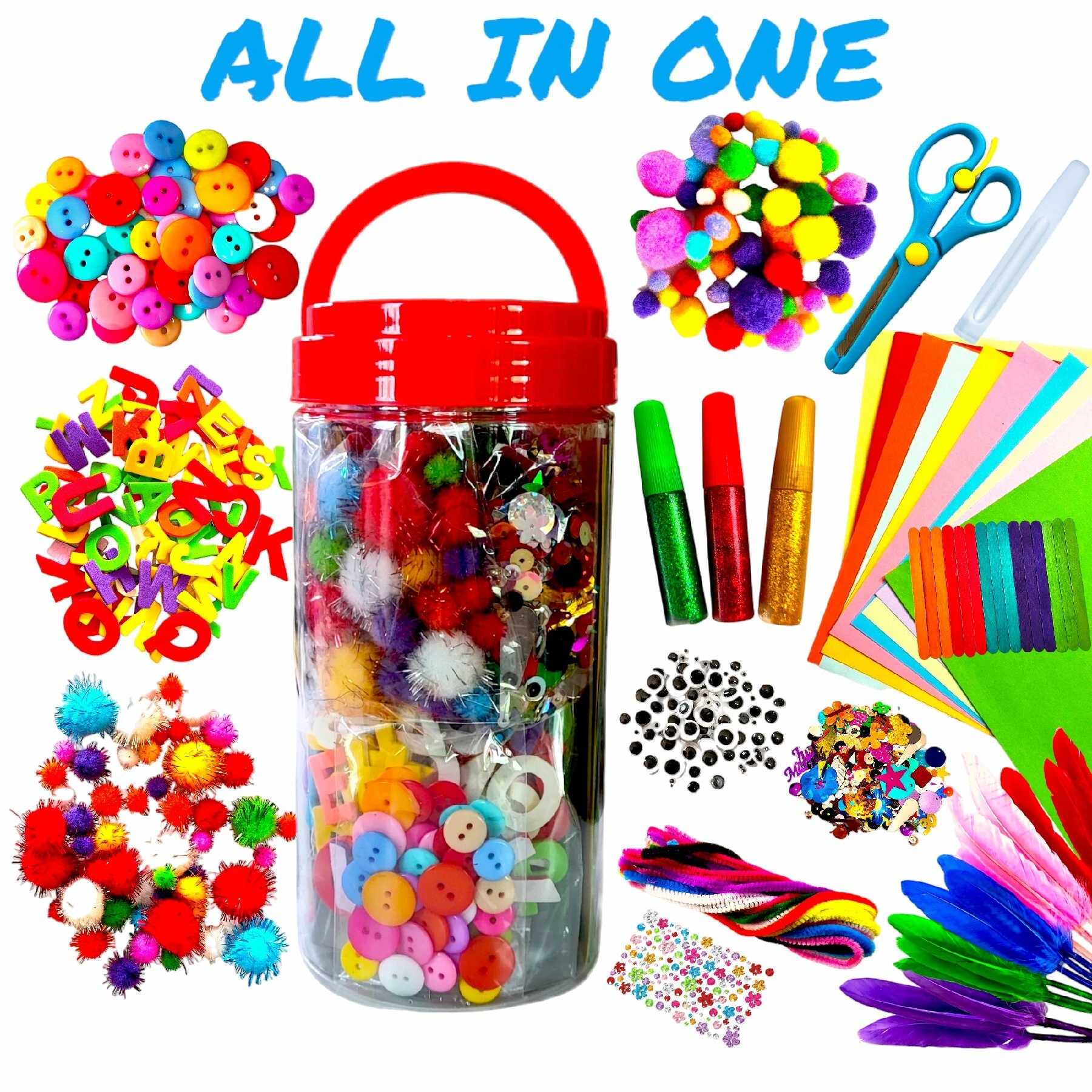 Mega Kids Crafts and Art Supplies Jar Kit For School craft 1