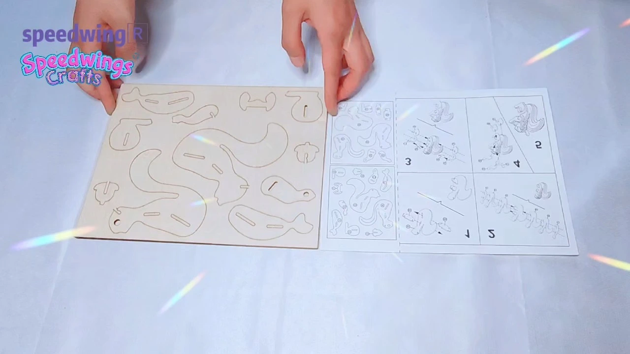3D-Holzpuzzle, pädagogisches Stielspielzeug, 5 verschiedene Tiere 1