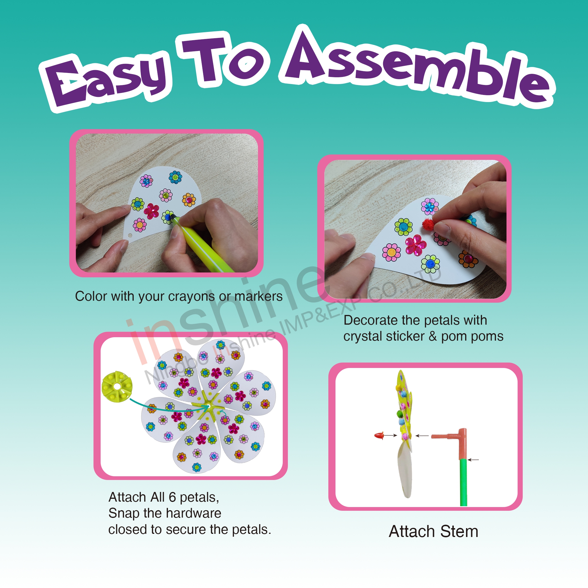 Novelty DIY Pinwheels Craft for Kids Color Your Own White Pinwheels ...