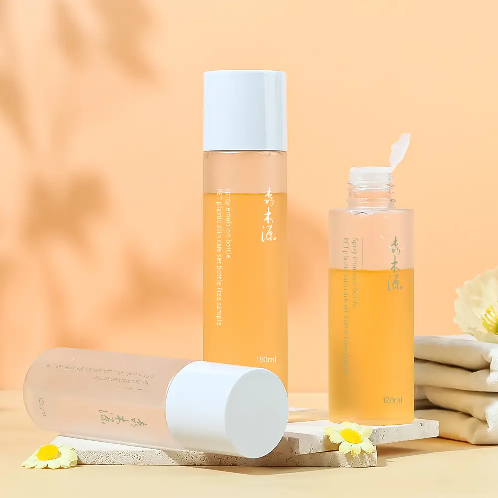 Wholesale PET Empty Lotion Bottle Plastic Shampoo Bottles 60 80 100 Ml Toner with Flip Cap 1