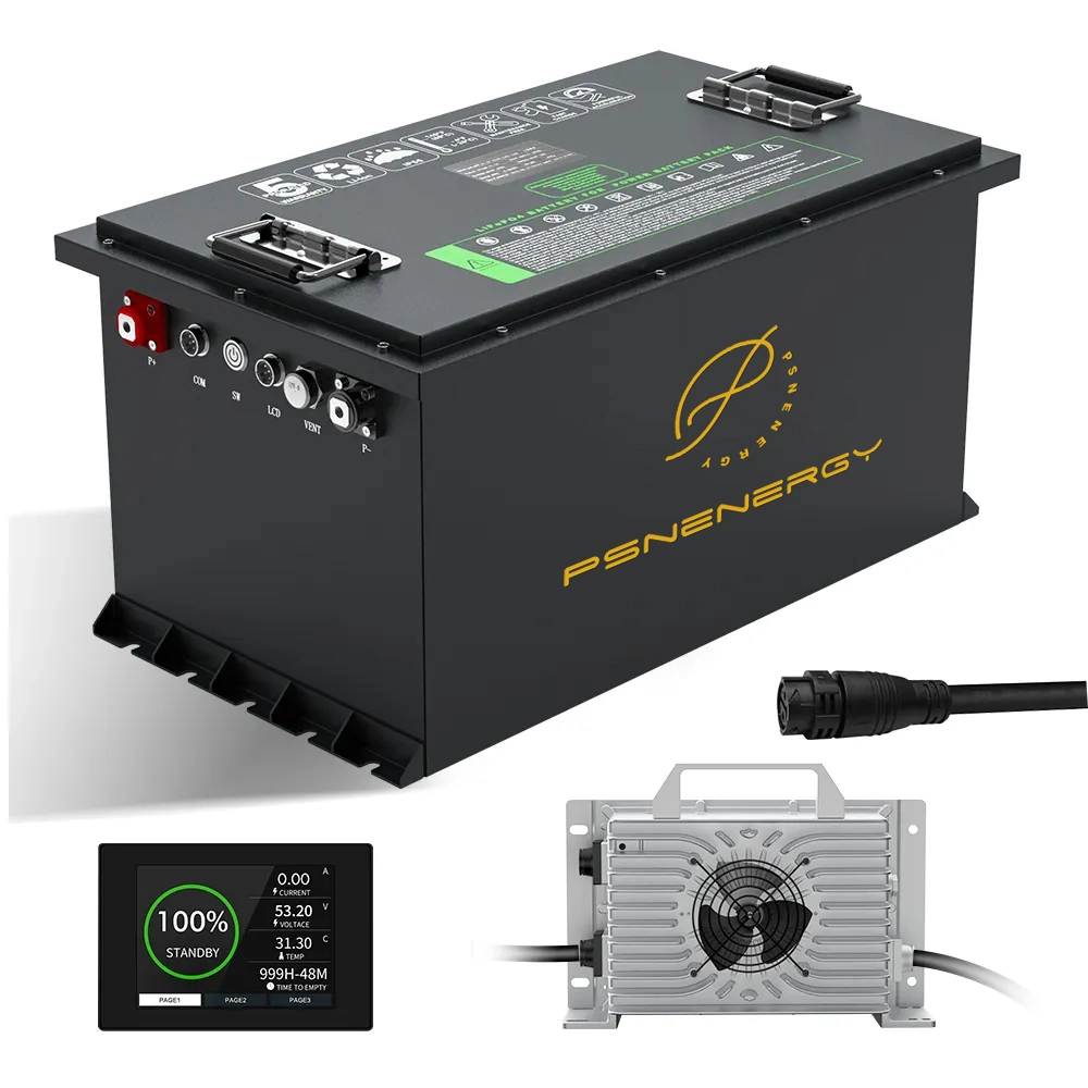 48V/51.2V 100ah Golf Cart LFP lithium battery pack with LCD screen smart BMS board PSN  energy 1