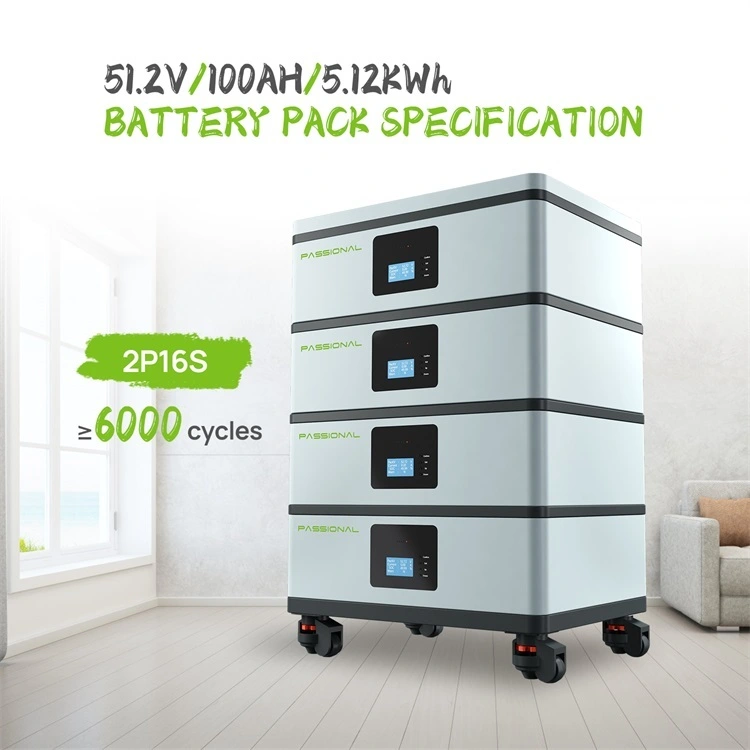 5kwh 5,12kwh 48V 100Ah 51,2v LiFePO4 Batteria al litio montata su pila Sistema di accumulo di energia Sistema solare Schermo LED a ciclo profondo 1