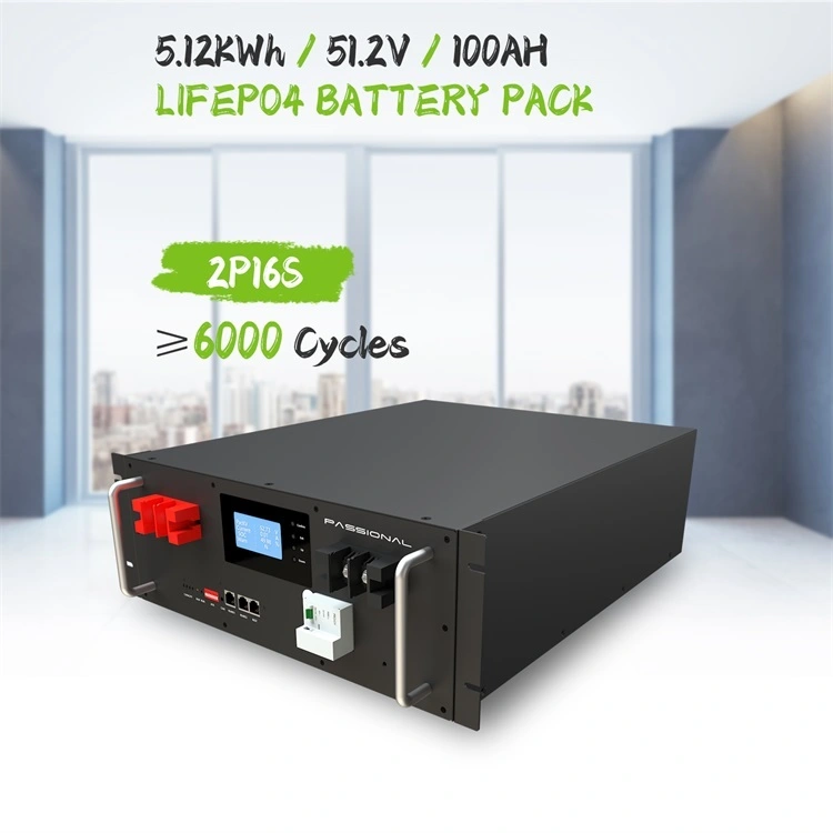 5kwh 5.12kwh 48V 100Ah 51.2v LiFePO4 Baterai Lithium yang Dipasang di Rak Sistem Penyimpanan Energi Surya 6000c Layar LED 1
