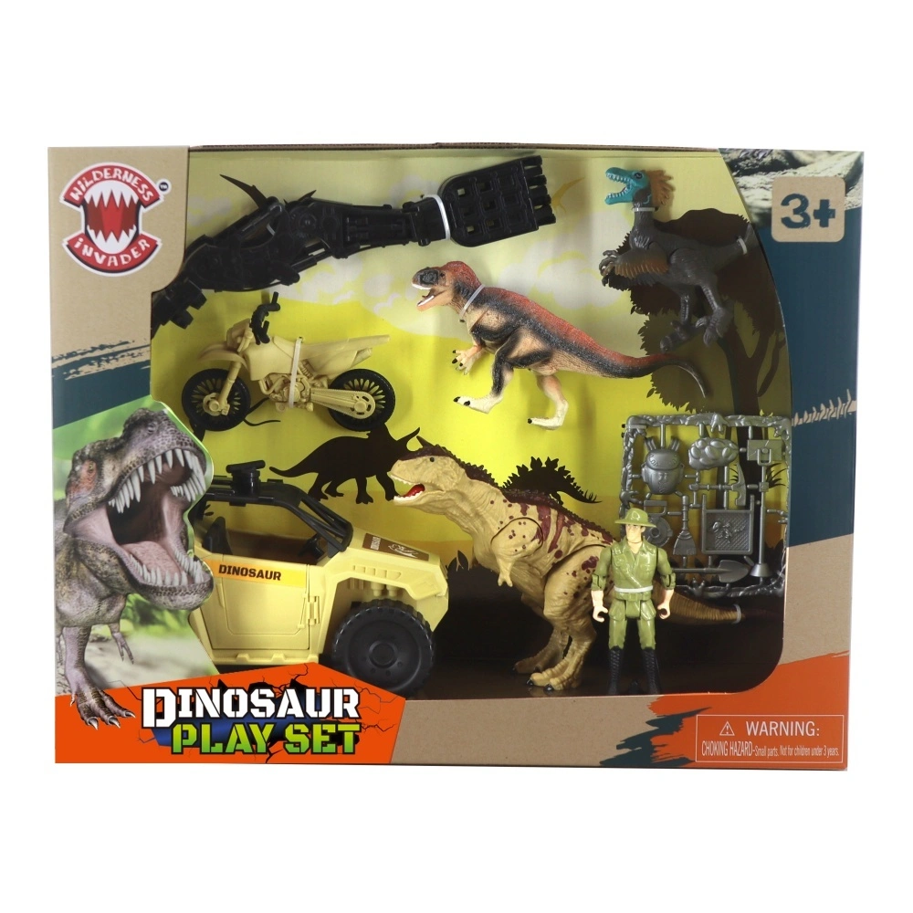 Coche todoterreno con juego de Torosaurus, juego de juguetes de plástico de dinosaurio 1