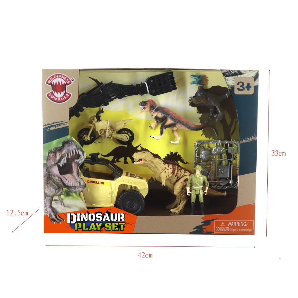 Voiture tout-terrain avec ensemble de jouets en plastique dinosaure Torosaurus 2