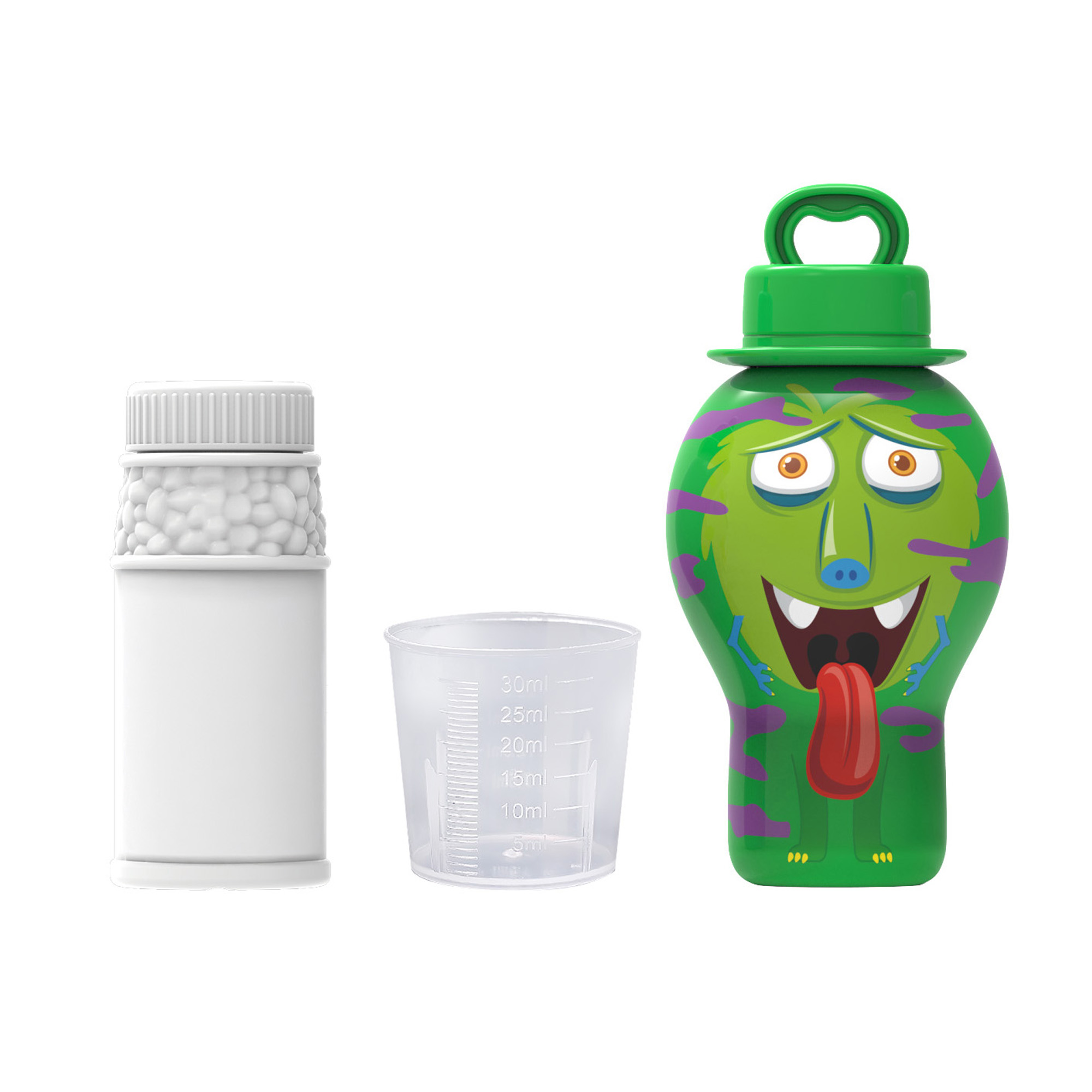 La botella vacía popular de la burbuja del monstruo 30ml combinó los juguetes líquidos de la burbuja a prueba de derrames 60ml 3