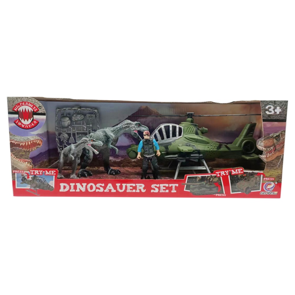 Costume de dinosaure avec hélicoptère, jeu de jouets en plastique pour enfants, Simulation sonore et lumineuse, Animal 1