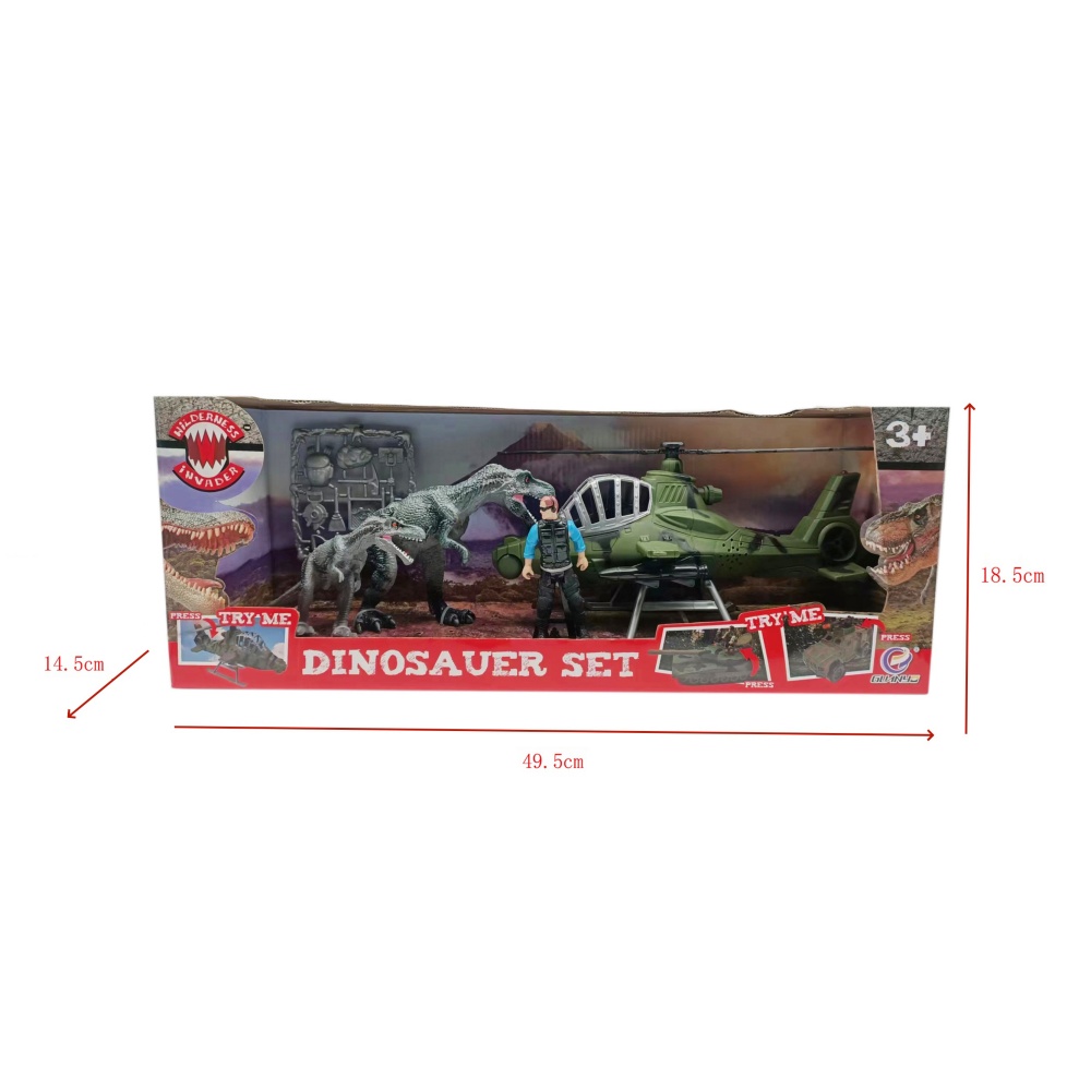 Costume de dinosaure avec hélicoptère, jeu de jouets en plastique pour enfants, Simulation sonore et lumineuse, Animal 2