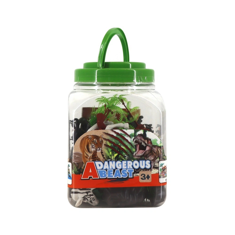 Modelos de animales salvajes en caja de almacenamiento, juego de juguetes de plástico para niños 1