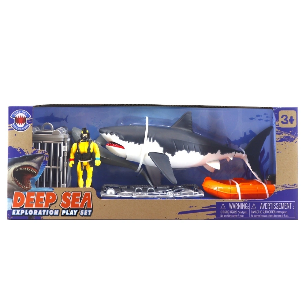 Ensemble de jouets en plastique pour enfants, artisanat anti-moustiques en haute mer, grand requin, ouverture et fermeture manuelles de la bouche 1