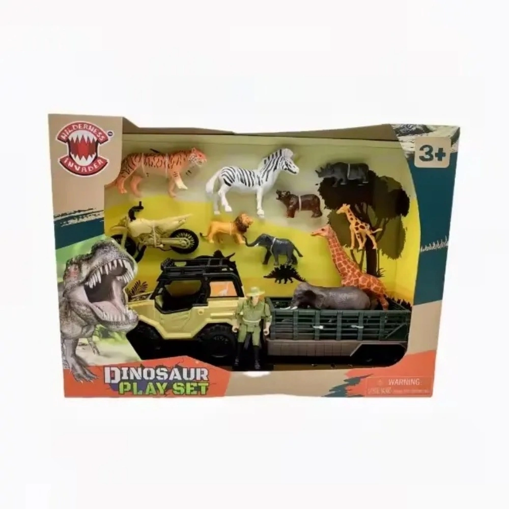 Jeep de dibujos animados, coche deslizante, animales salvajes, juego de juguetes de plástico para niños, Playmate 1