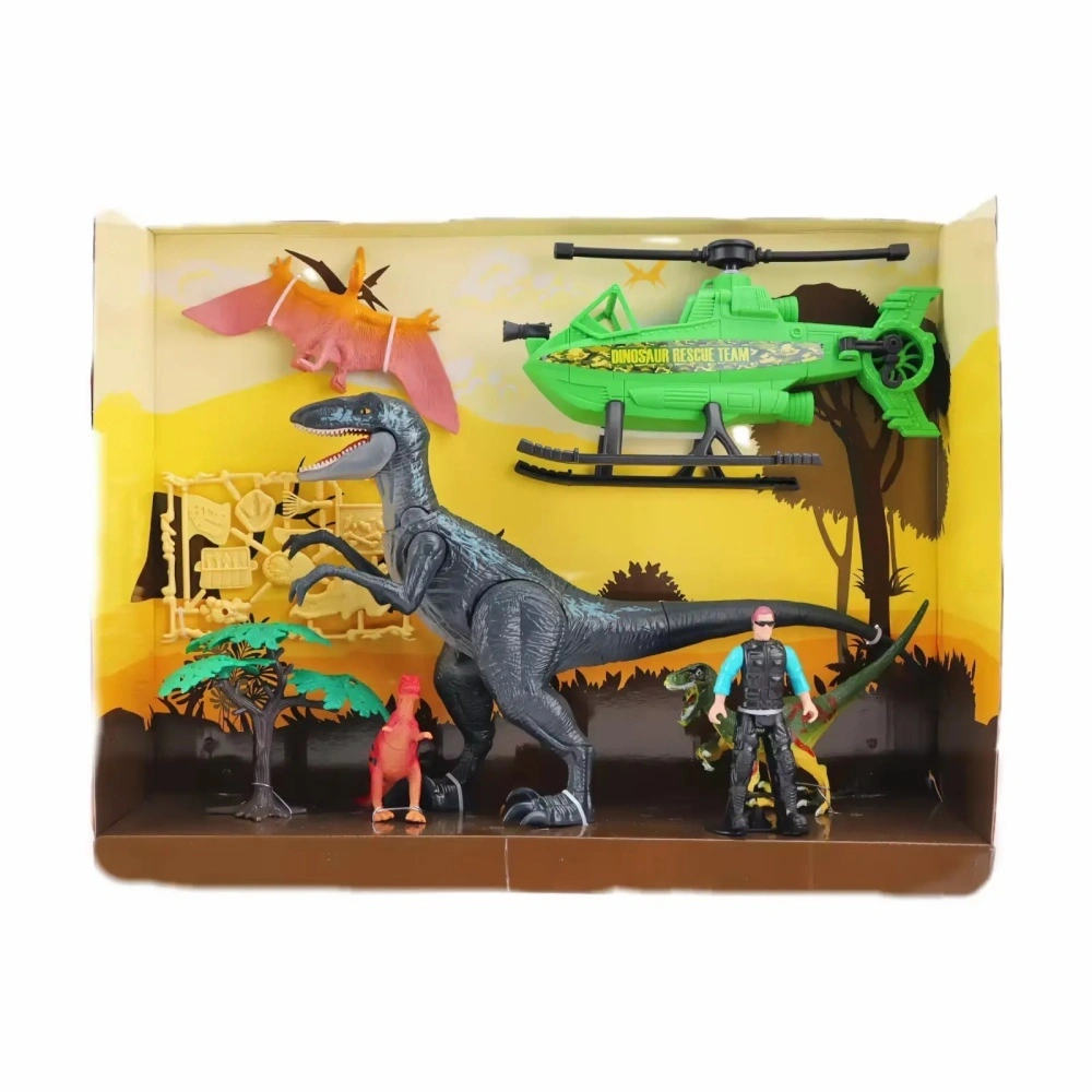 Jouet modèle de dinosaure, ensemble d'hélicoptère sonore, jouet en plastique pour enfants 1