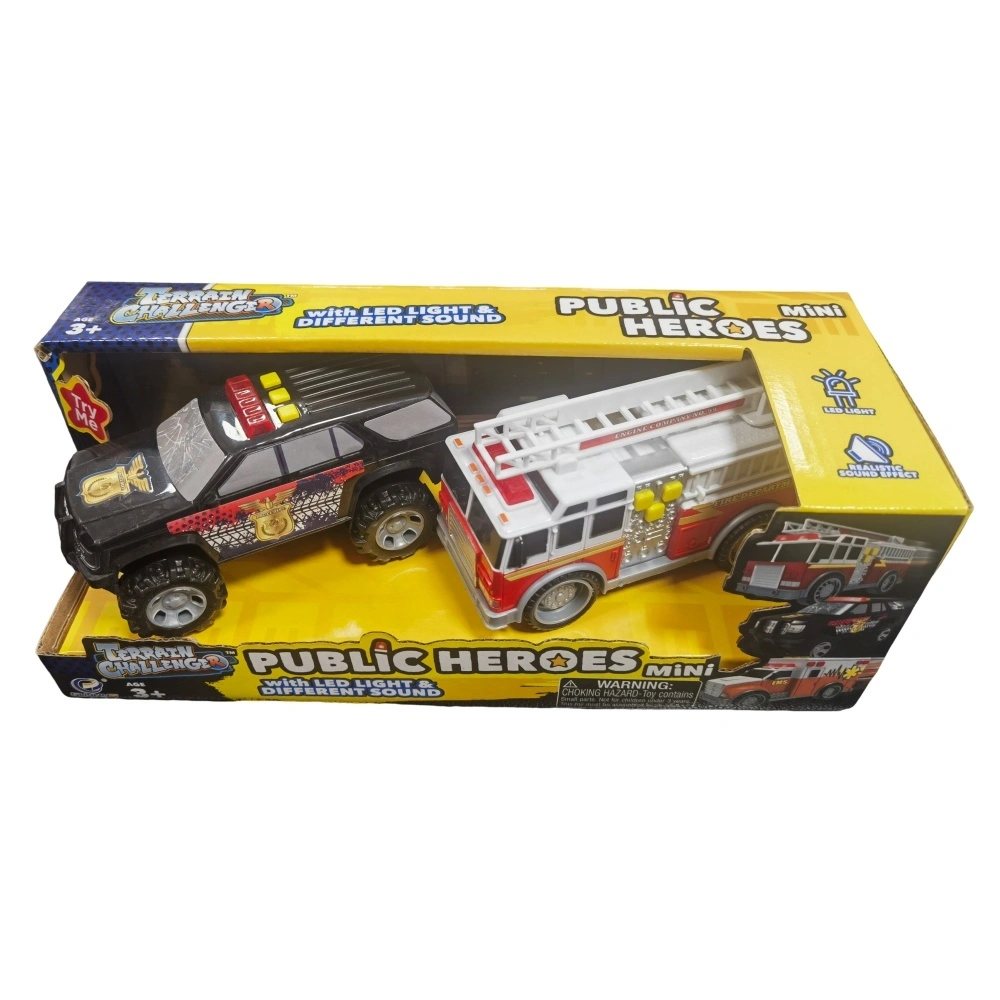 New Promotion Free Wheel Police Car Fire Engine With Light And Sound Improve Skills Plastic Toys For Kids 1