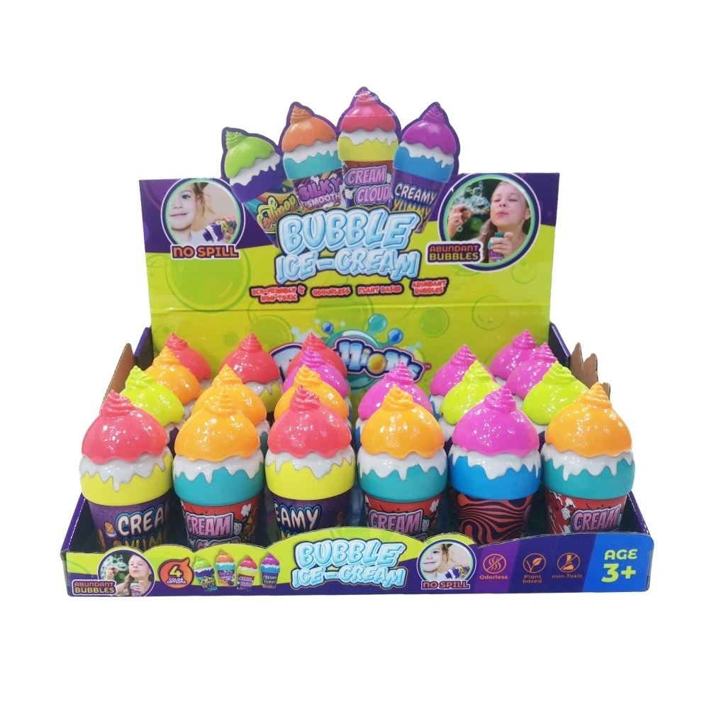 Hot sale New Shape Ice Cream Bubble Tub 40ML 4 Colors Assorted No Spill Bubble Water Bubble Stick Outdoor Games Toys for Kids 1