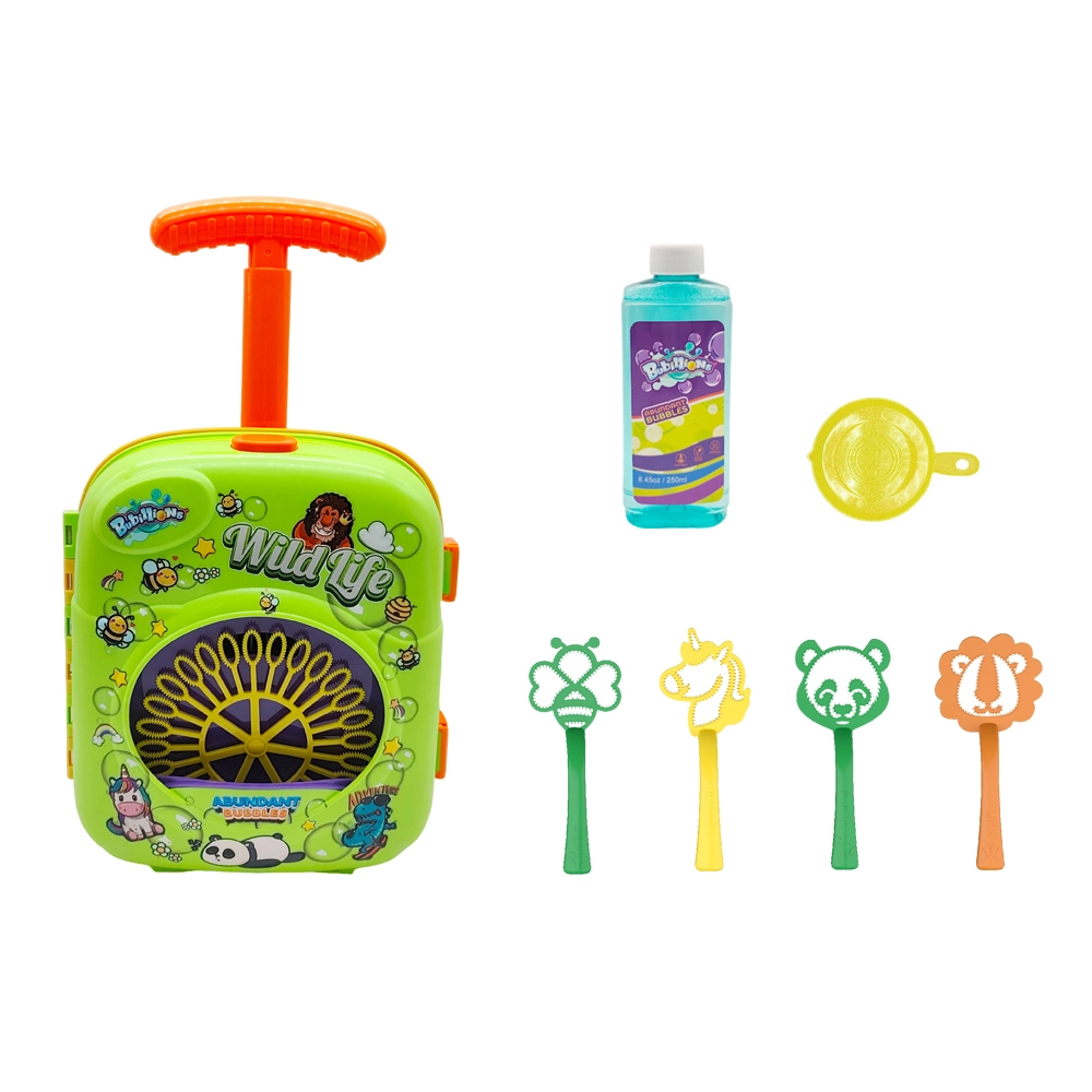 New Suitcase Automatic Electronic Animals Bubble Machine OEM Bubble Trolley Luggage Summer Plastic Toys for Boys and Girls 1
